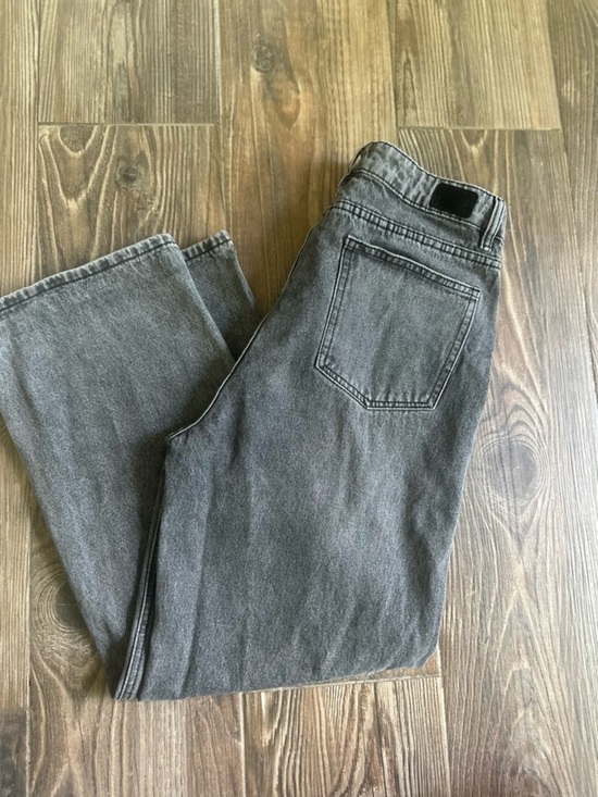 rubberband Denim - Women's High-Rise Wide Straight Leg Jeans in Washed Gray Black